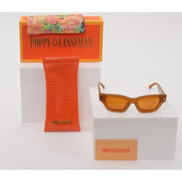 Poppy Lissiman NWT Ren Orange Brown Tortoise Shell Tinted Cat Eye Sunglasses
